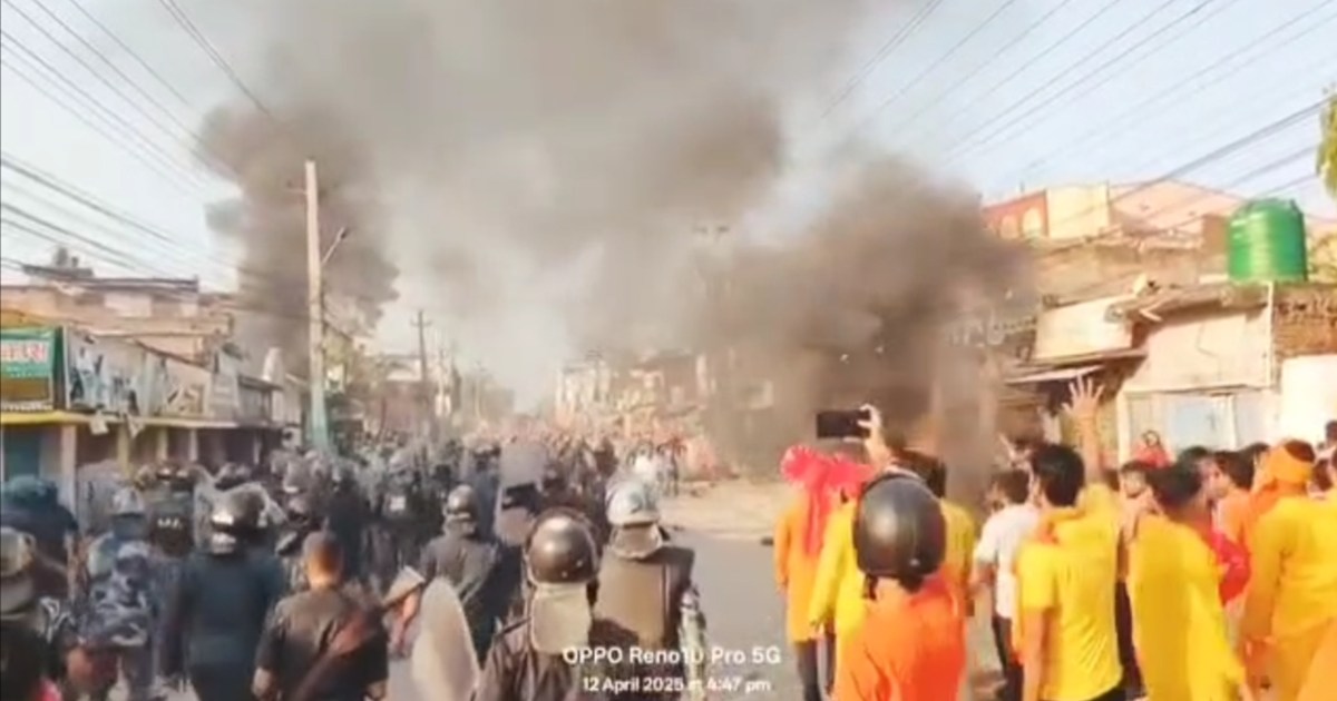 Chaos in Birgunj, Nepal during Hanuman Jayanti procession.