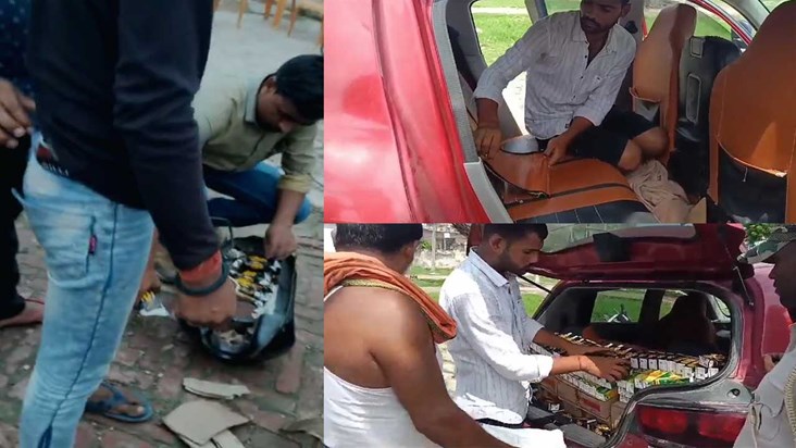 chhapra liquor in bike tank and car seat