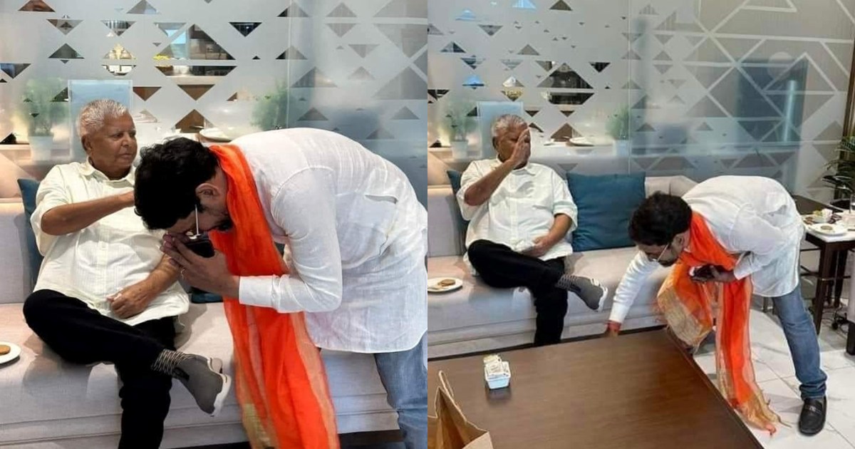 BJP MP Nirhua touched Lalu's feet, there was an uproar on so
