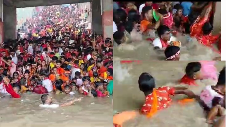 Crowd became uncontrollable during Ganga bath in Bhagalpur, Crowd became uncontrollable during Ganga bath in Bhagalpur,