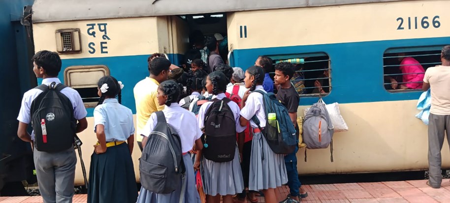 School Students Travelling in Trains School Students Travelling in Trains