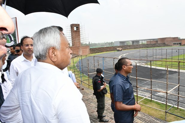 CM Nitish inspected the construction work of Rajgir sports c CM Nitish inspected the construction work of Rajgir sports c