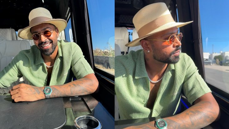 With whom is Indian team all-rounder Hardik Pandya enjoying 