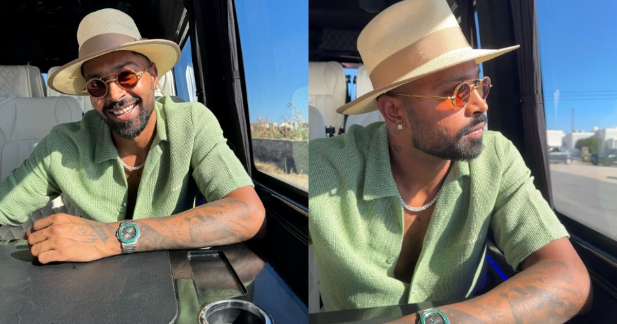 With whom is Indian team all-rounder Hardik Pandya enjoying 