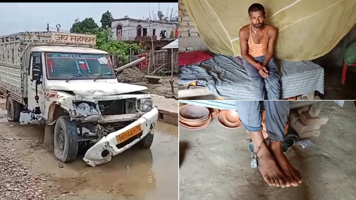 When a pickup driver hit a young man and a buffalo, the vill