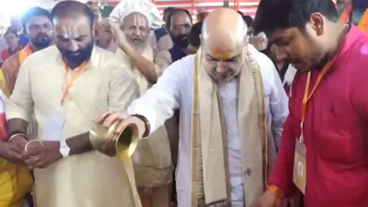 Sitamarhi Janki Mandir : Baarish ke beech Gruhmantri Shah ne