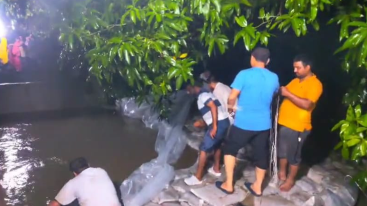 Bihar Flood News : Ganga nadi ke tatbandh mein risaav se mac