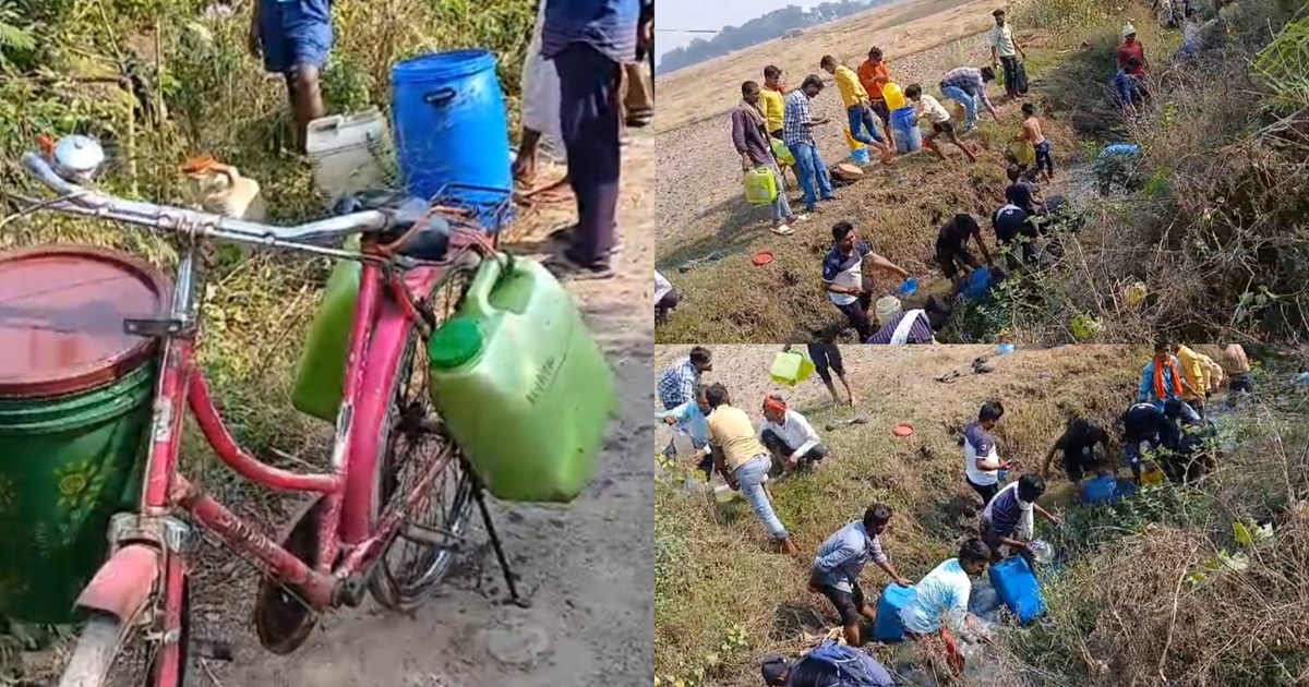 There is a race to loot diesel in Bedhna, the village of for