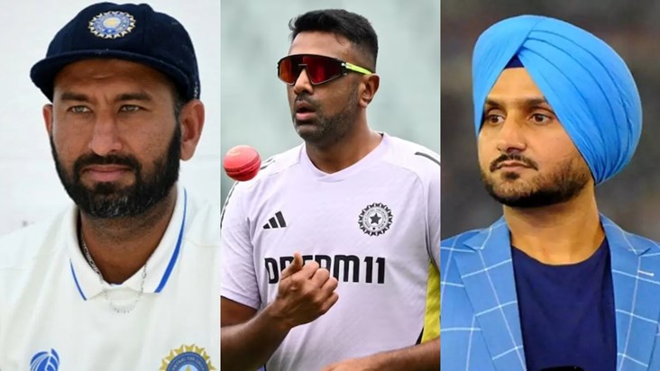 Pujara-Harbhajan's reaction on Ashwin's retirement announcem
