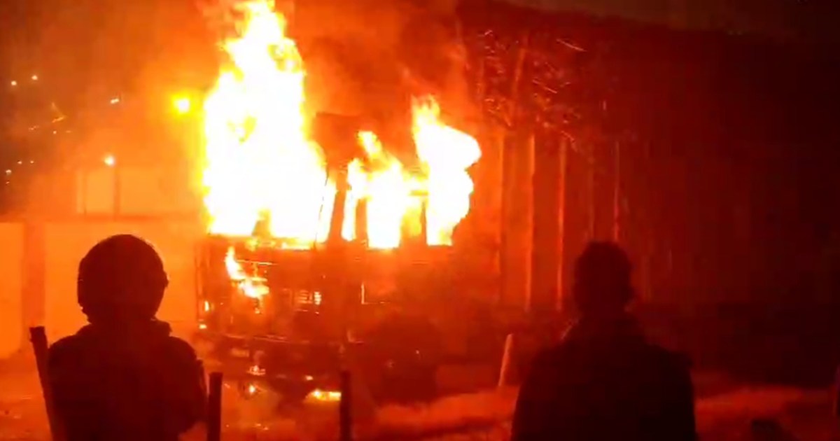 When a truck loaded with sugarcane caught fire near a sugar 