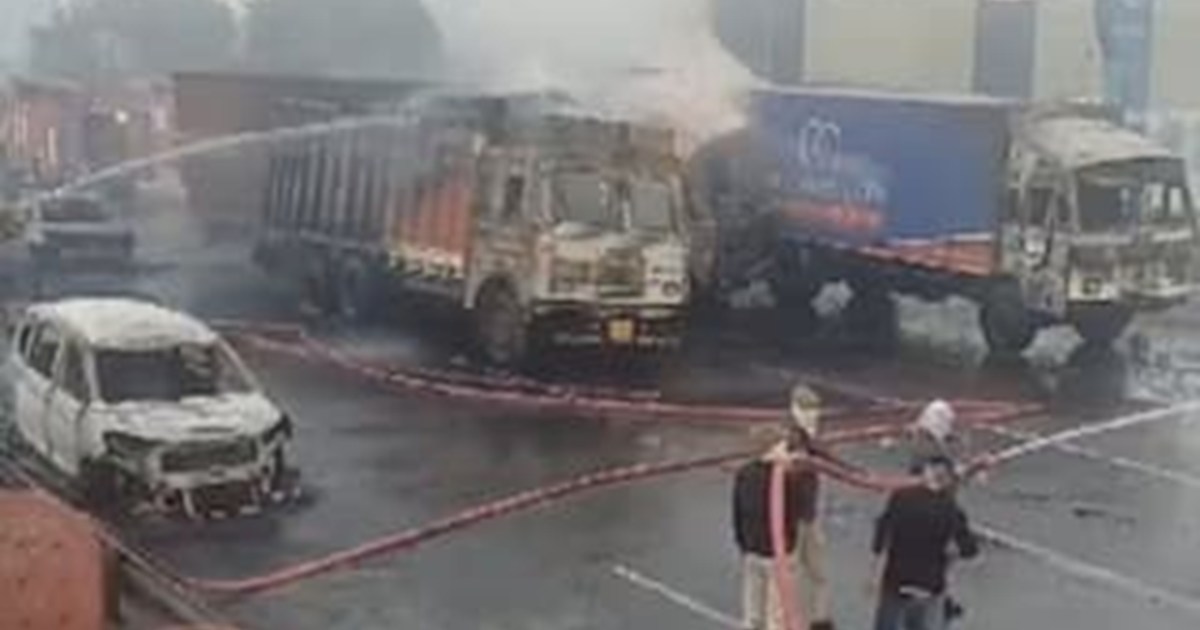 A massive collision between a CNG tanker and a truck caused 