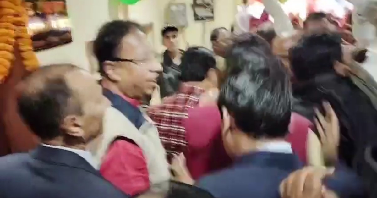 BJP MP Sanjay Jaiswal, who went to inaugurate Raxaul Municip