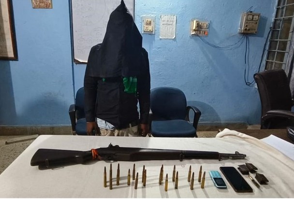 The criminal was caught by the police before he could carry 