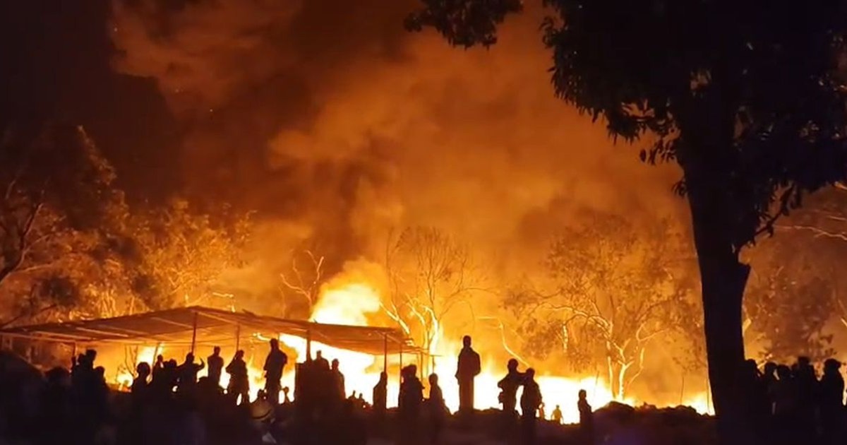 A fire broke out on the NH-27, turning a junk shop into a ba