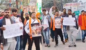The violence in Bangladesh is being protested in India.