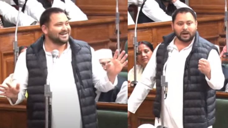 In the packed house, Tejashwi asked CM Nitish a question, 'W