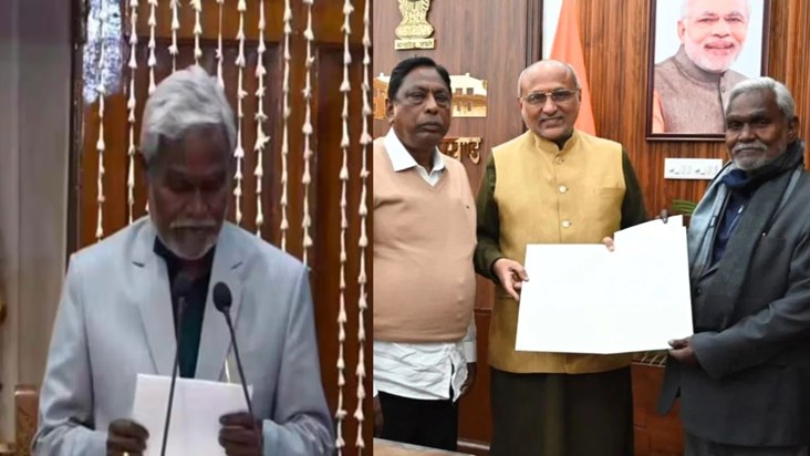 Amidst all the political turmoil, Champai Soren took oath as Amidst all the political turmoil, Champai Soren took oath as