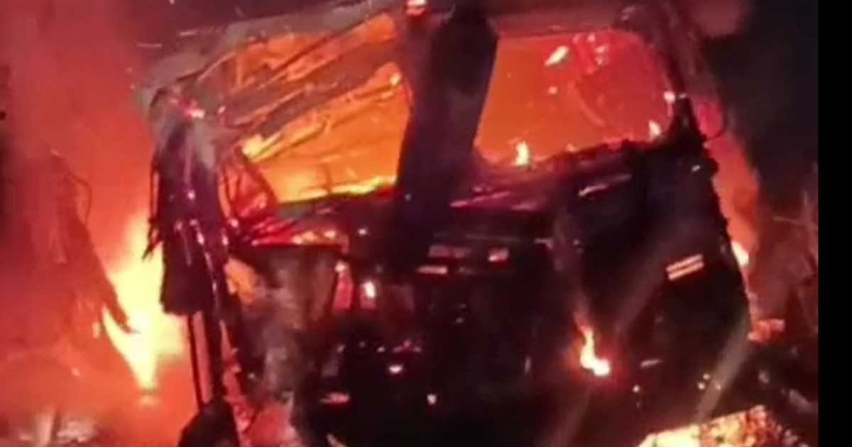 Fire broke out after a direct collision between two tracks i