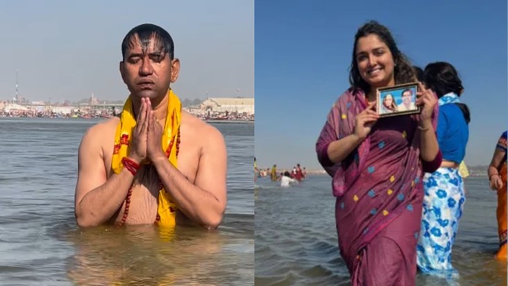 After Amrapali Dubey, now Nirahua took a dip in Prayagraj, s