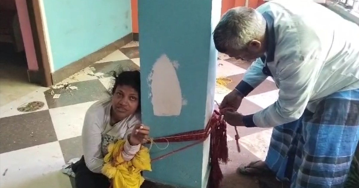 Female teacher held hostage by tying her hands and legs in r