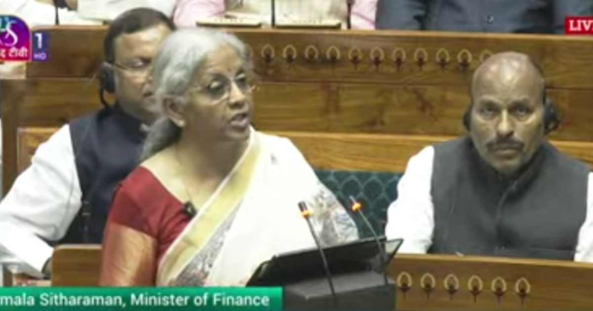 Union Finance Minister Nirmala Sitharaman is presenting the 