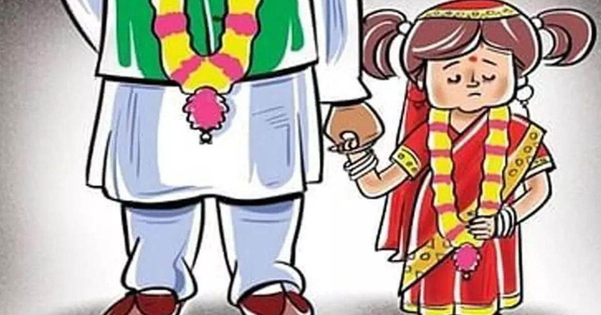 The bride is 12 and the groom is 35.