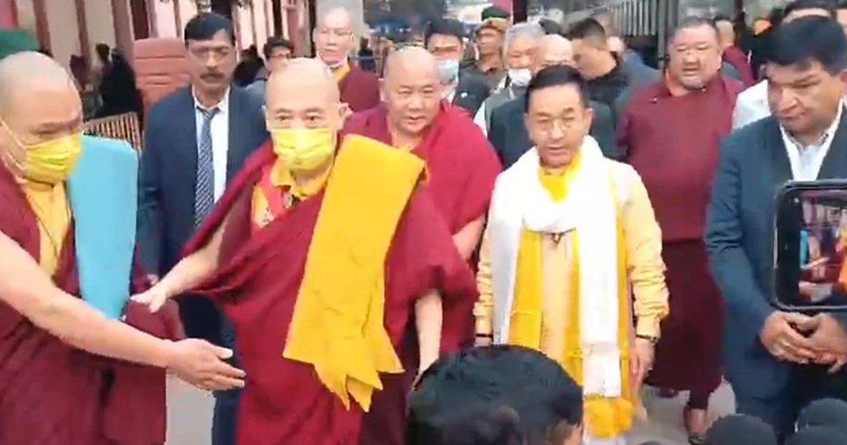 Sikkim CM arrives in Bodh Gaya with cabinet ministers.