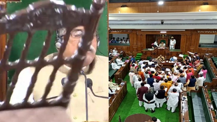 Tremendous uproar by the opposition during the session, the 