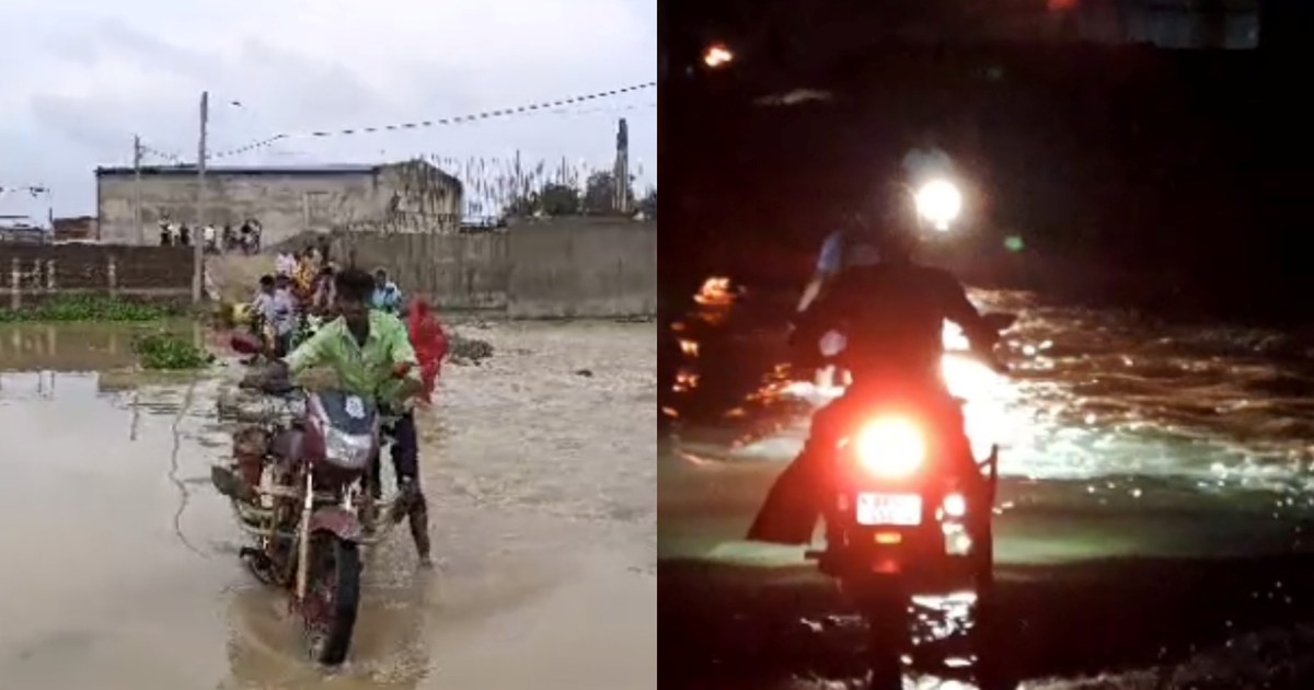 As the water level of the river increased, water started flo