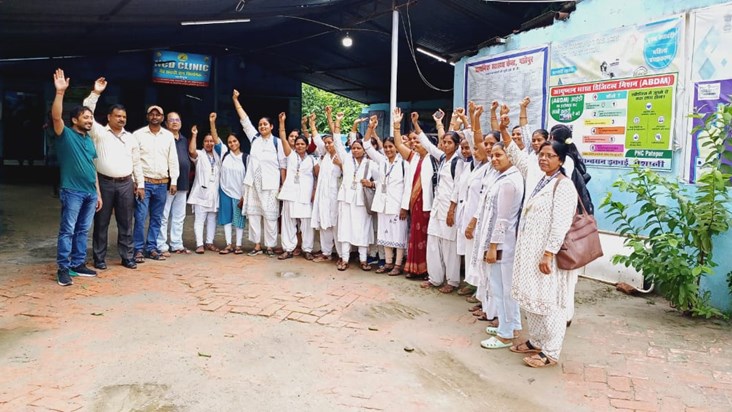 ANMs protest in all hospitals of Bihar against FRS attendanc