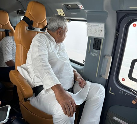 CM Nitish Kumar did an aerial survey of several districts re CM Nitish Kumar did an aerial survey of several districts re