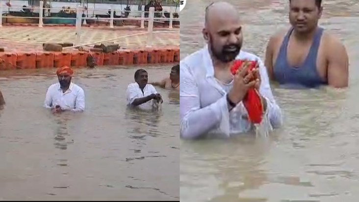 Deputy CM Samrat Choudhary offered his turban at the feet of Deputy CM Samrat Choudhary offered his turban at the feet of