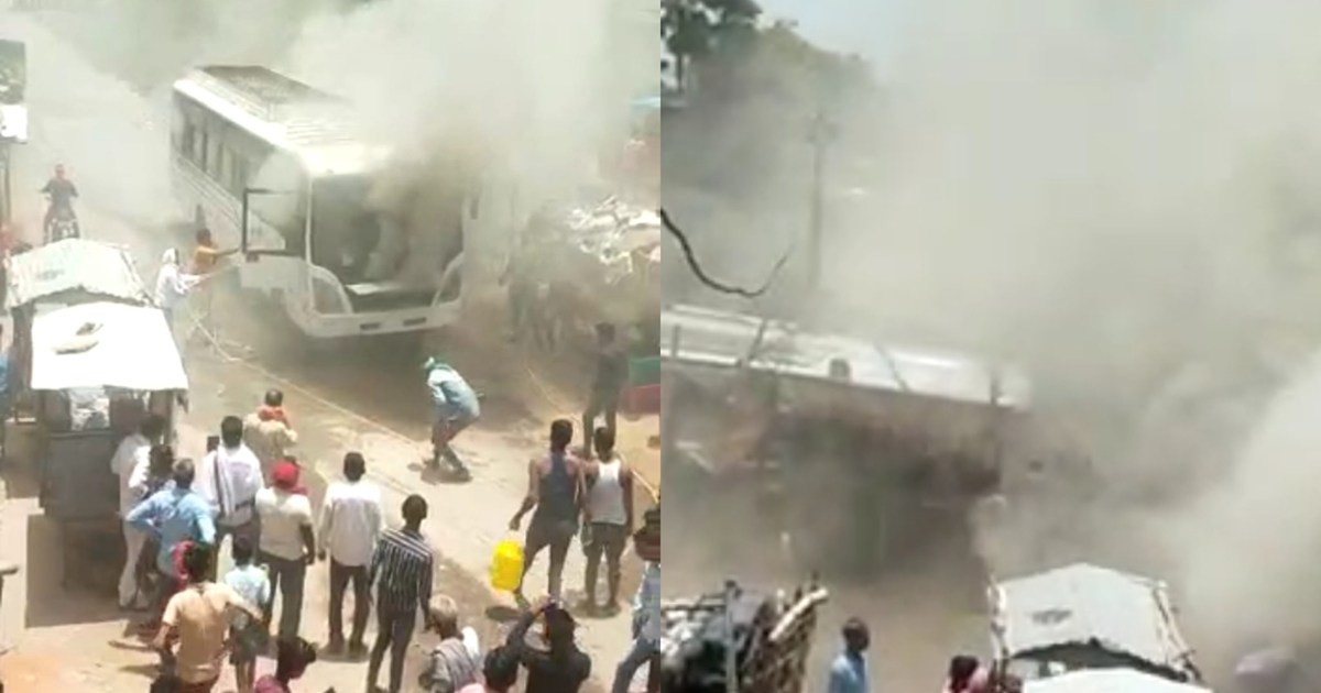 A sudden fire broke out in a bus full of passengers, there w