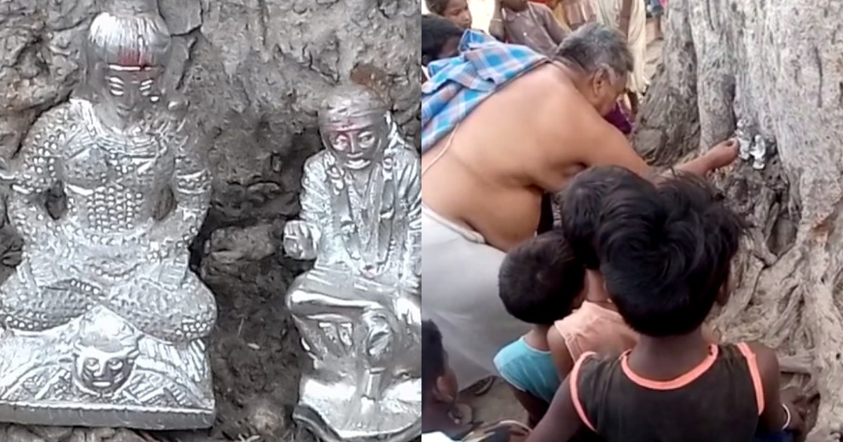 Lord Shiva and Sai Baba appeared from a pile of straw, huge 