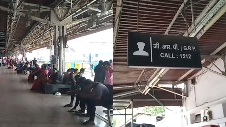 Protesters pelted stones at the train, the entire atmosphere Protesters pelted stones at the train, the entire atmosphere