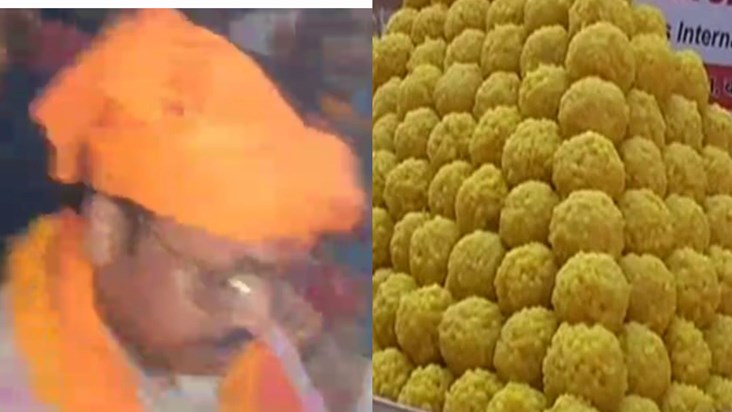 After the victory, the supporters weighed the MP with laddus