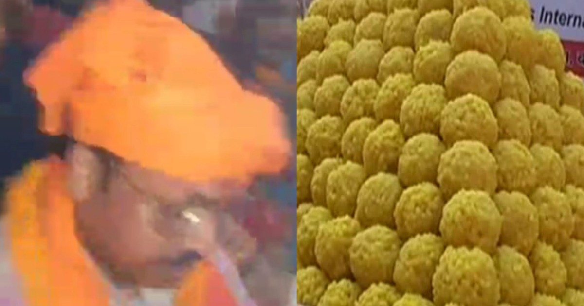 After the victory, the supporters weighed the MP with laddus