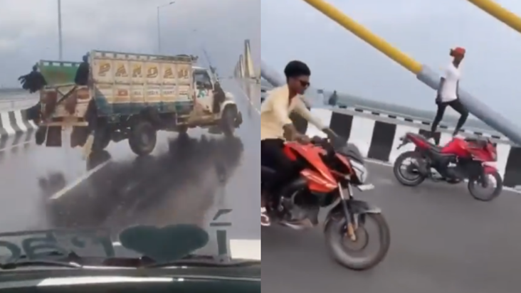 Highway Viral Video : New six lane pul par bike aur char cha
