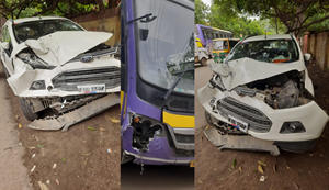 Bus ki takkar se baal-baal bache Thana prabhari, yatayat raha prabhavit... Jaanch mein juti police...