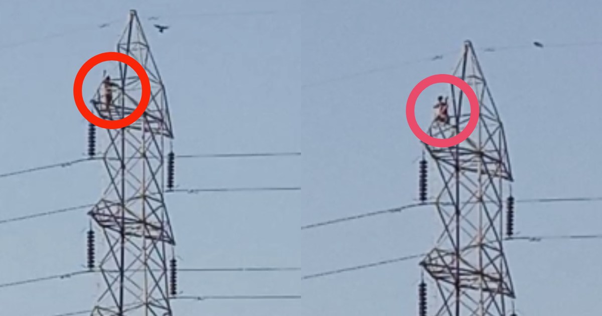 Youth climbed 100 feet high pole, drama went on for an hour,