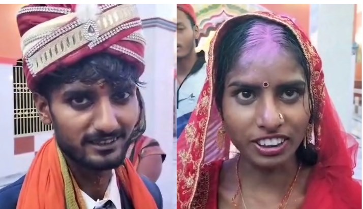 Girlfriend reached boyfriend's house 80 km away in bridal a Girlfriend reached boyfriend's house 80 km away in bridal a