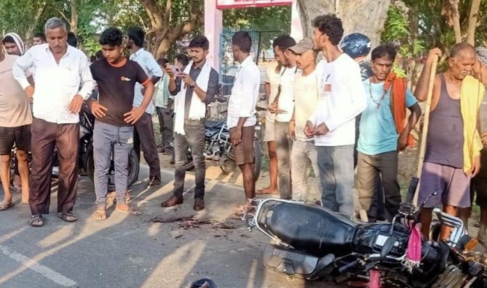Three friends travelling on a bike were crushed by a deepar,