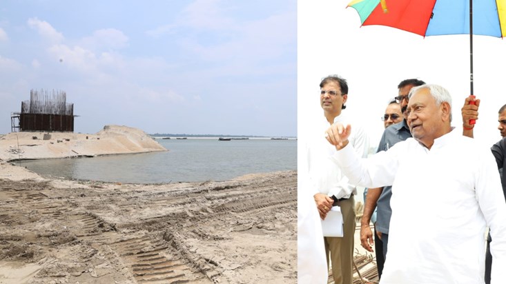 CM Nitish inspected the construction of Ganga Bridge through