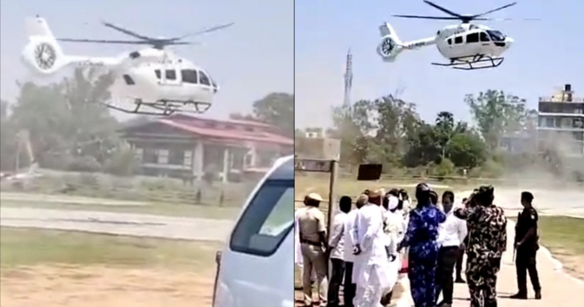 Chief Minister Nitish Kumar's helicopter narrowly escaped a 