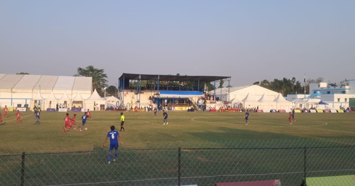 Football match in Barauni Sports Village under Khelo India G