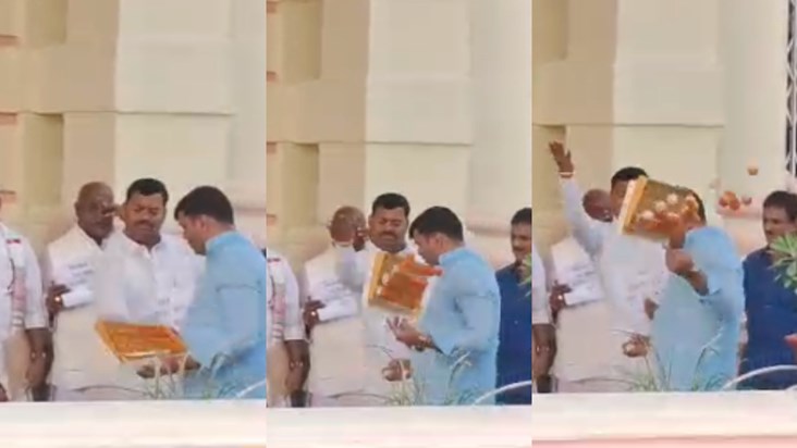Laddus were thrown in the assembly, BJP leader threw the box
