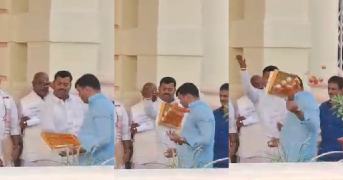 Laddus were thrown in the assembly, BJP leader threw the box