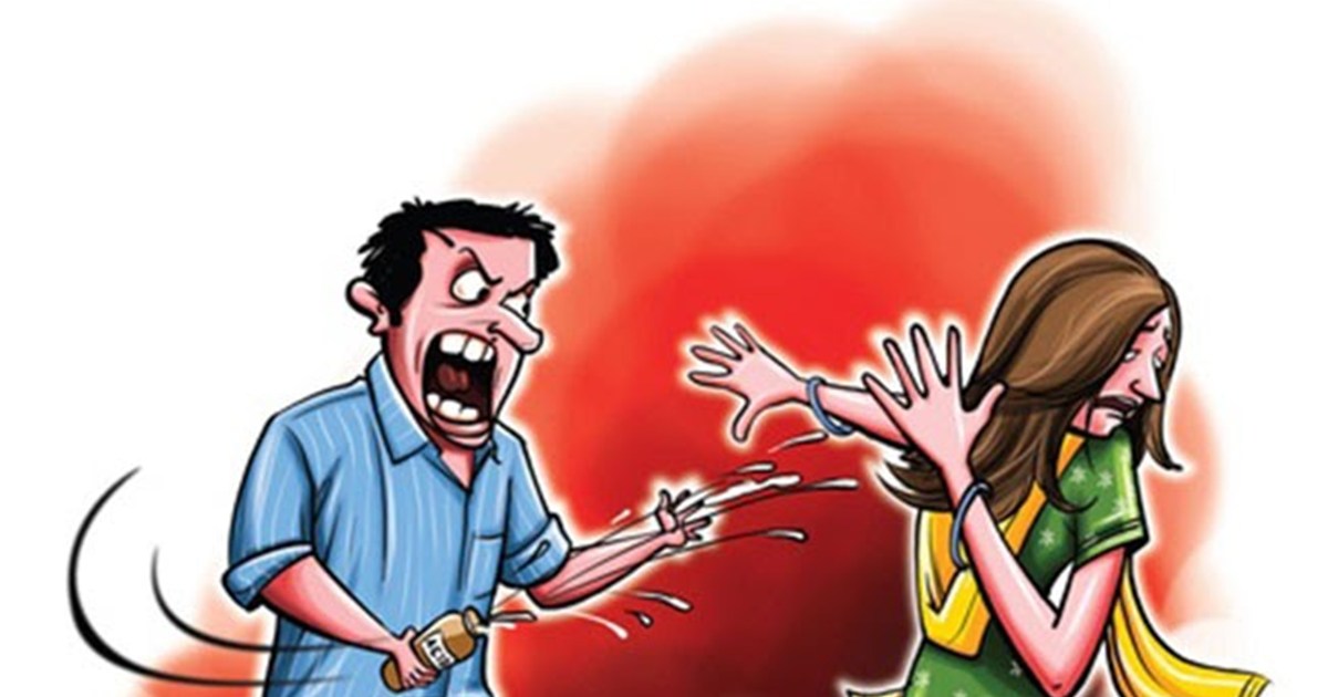 A woman who went to save her husband was attacked with acid 