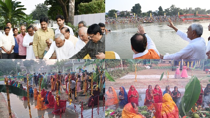 Chhath devotees offered prayers to the setting sun, many VVI