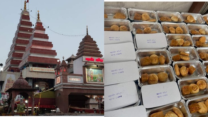 Mahavir Mandir management arranged snacks for the workers re